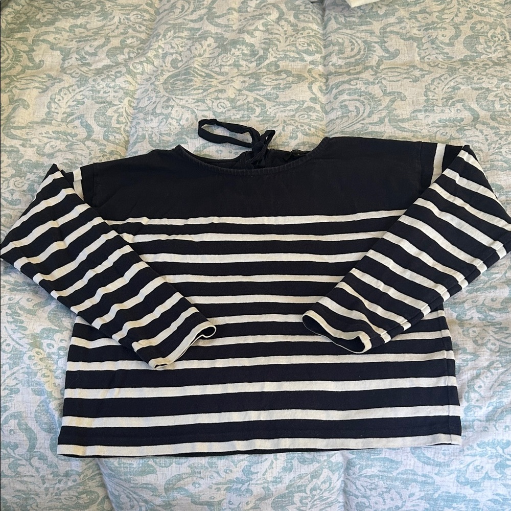 J.Crew Navy and White Striped Long Sleeve sweatshirt